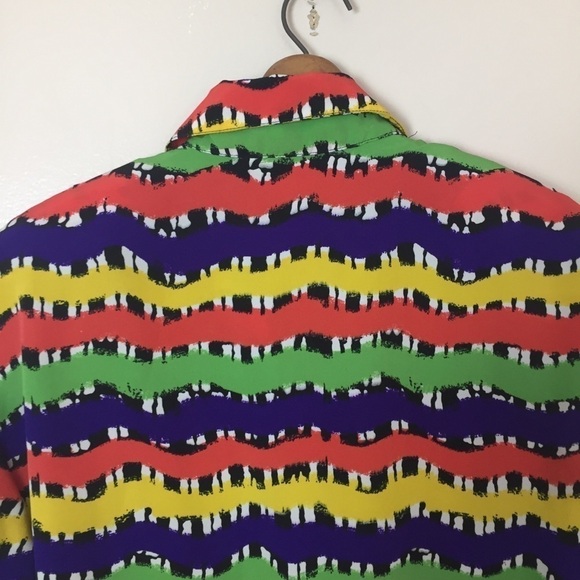 Jordan Vintage Women's Bold Funky Button Down Long Sleeve Collared Top - Picture 11 of 11